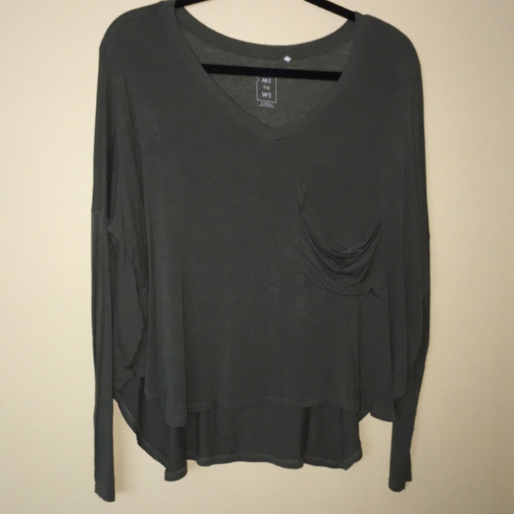 Green V-neck Top